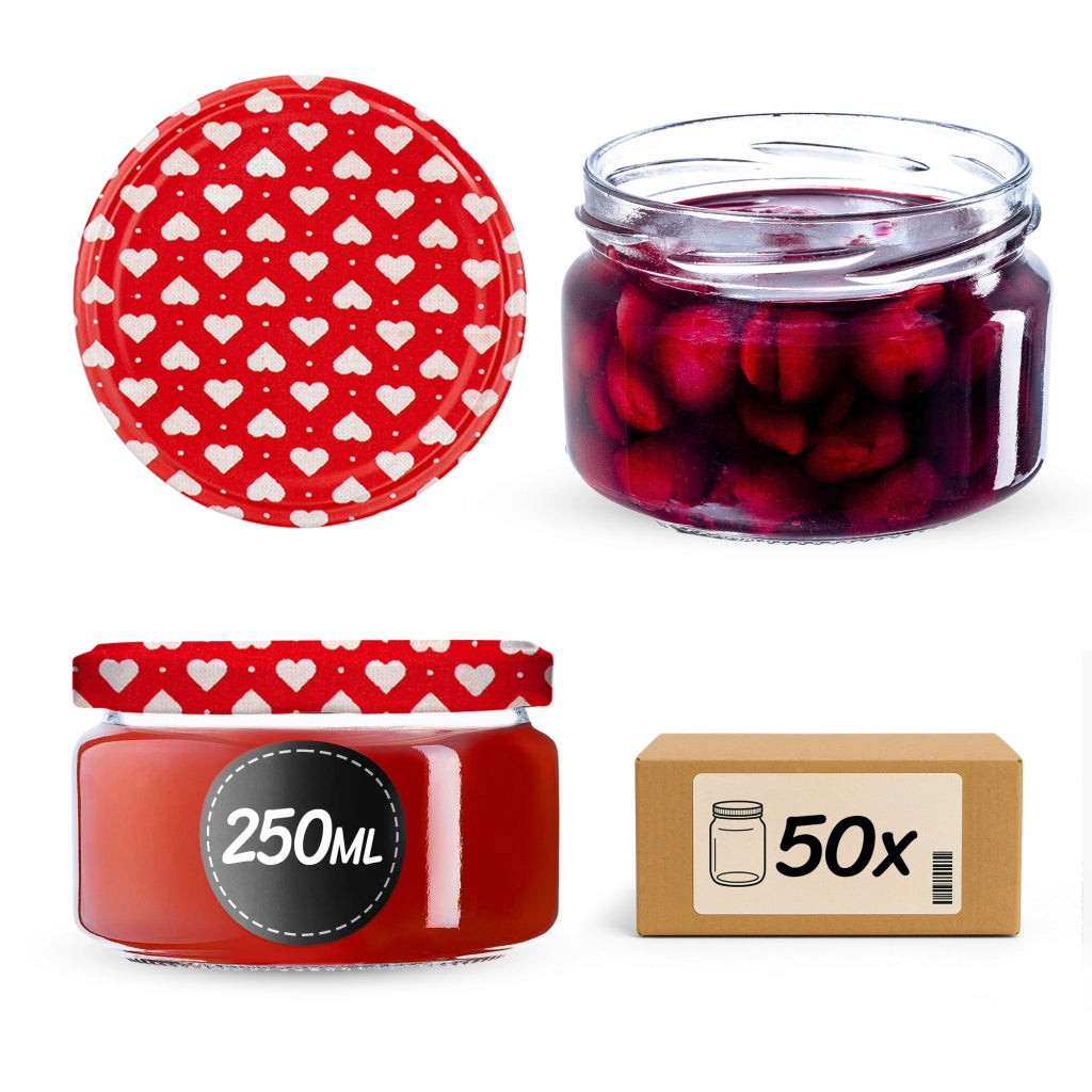 KADAX 50x Barattoli Vetro 250ml Per Conserva Miele Marmellata + Tappi Fi82