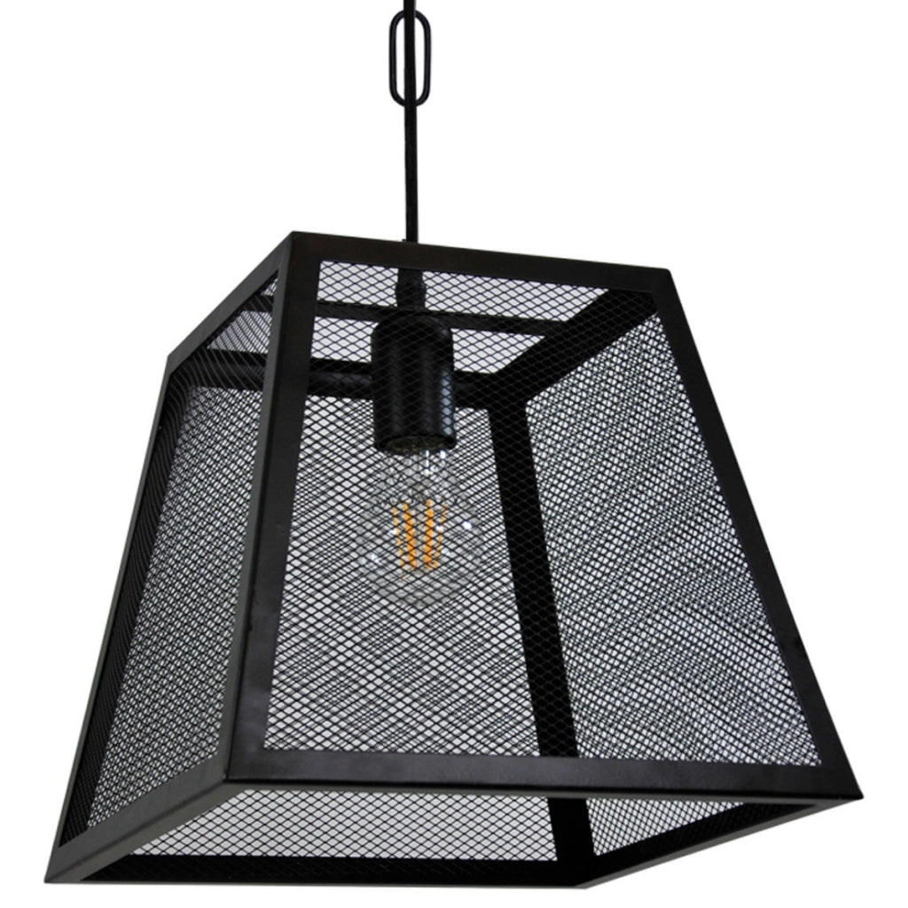 Lampada a sospensione Madera nera metallo E27 29cm Polux