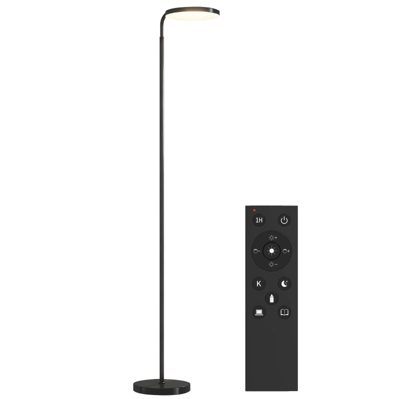 Lampada da terra a LED con telecomando magnetico, regolabile in modo flessibile, orientabile, in metallo, nera