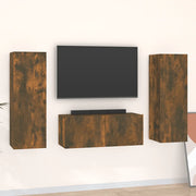 Set Mobili Porta TV 3 pz-Credenza per TV Rovere Fumo in Legno Multistrato 711074