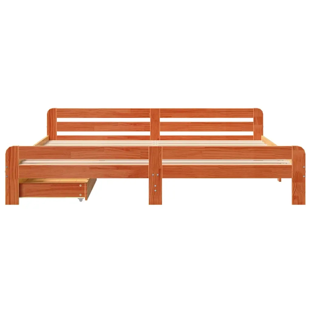 Letto senza Materasso Marrone Cera 200x200 cm in Legno di Pino