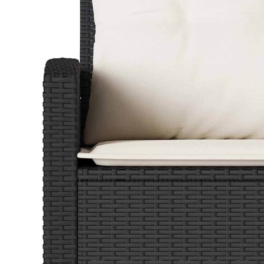 Divano a Forma di L con Cuscini in Polyrattan Nero 365415