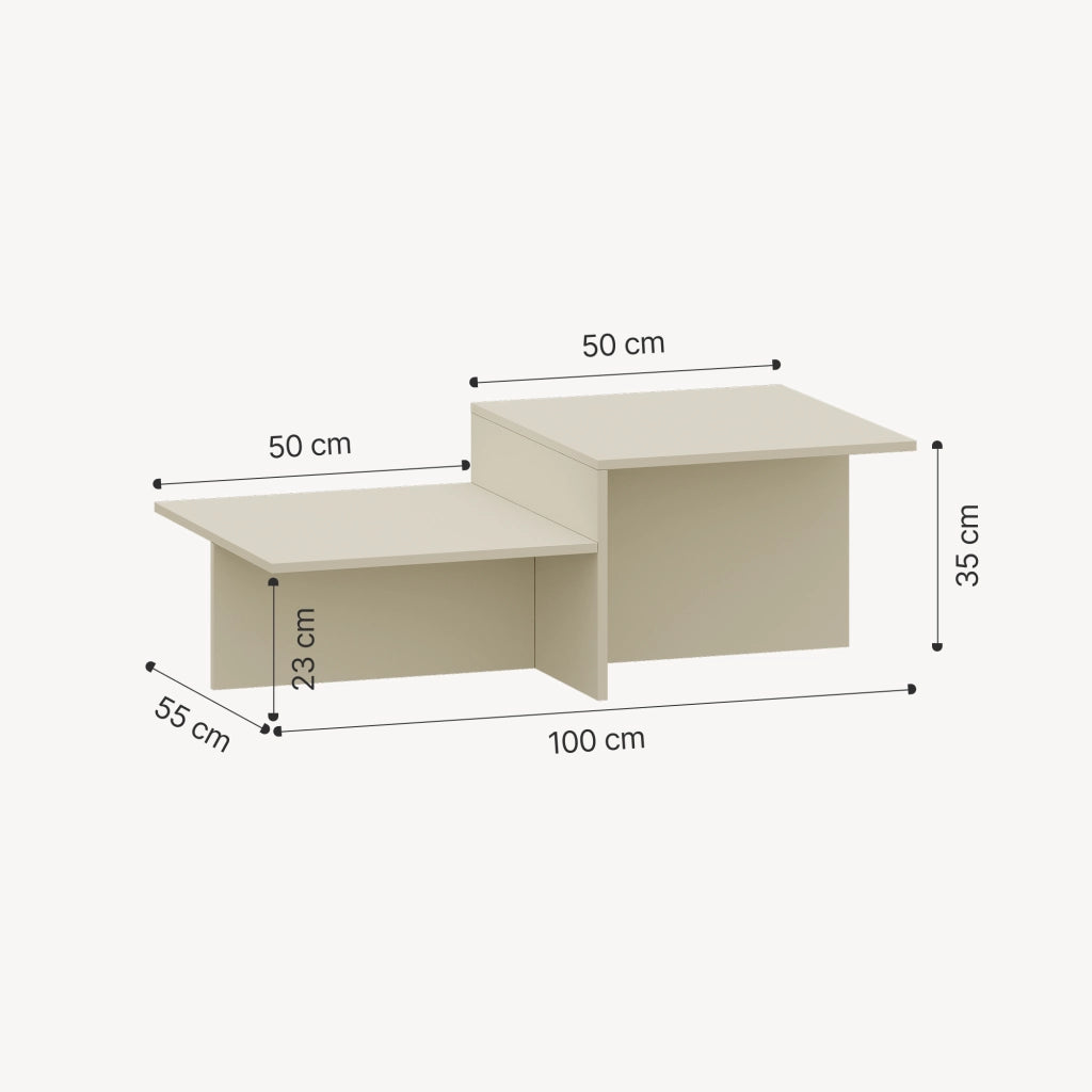 Tavolino da Salotto Taniena a Doppio Livello 100x55x35 cm Color Avena Oatmeal [en.casa]