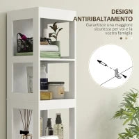 Mobile Bagno con 3 Ripiani Aperti e 2 Cassetti in Legno, 30x30x141.2 cm, Bianco