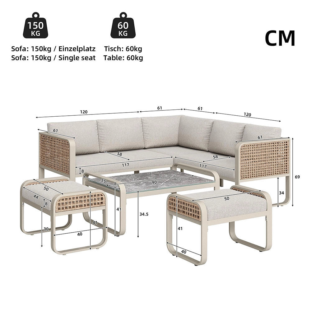Set giardino - Xylo - 6/7 posti angolare rotin beige
