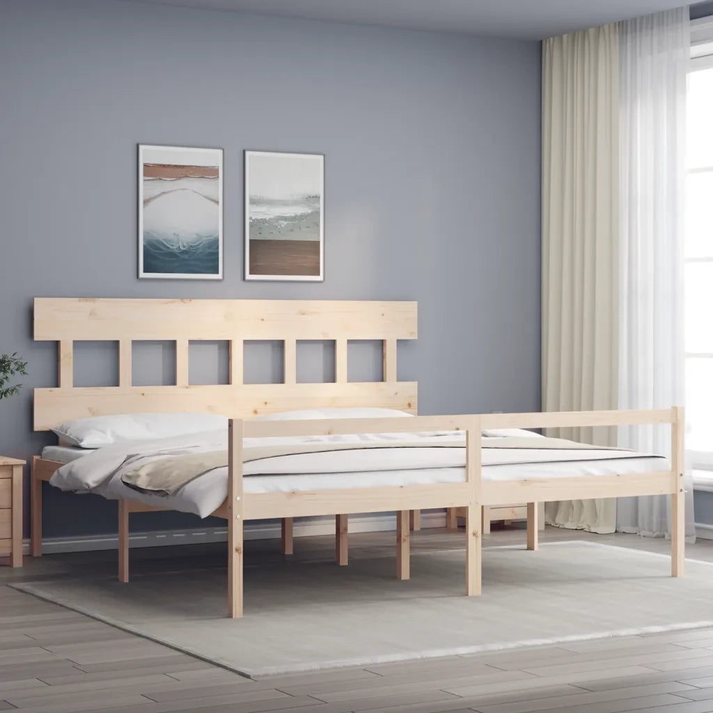 Letto matrimoniale | Letto per adulti | Letto per Anziani con Testiera 200x200 cm in Legno Massello