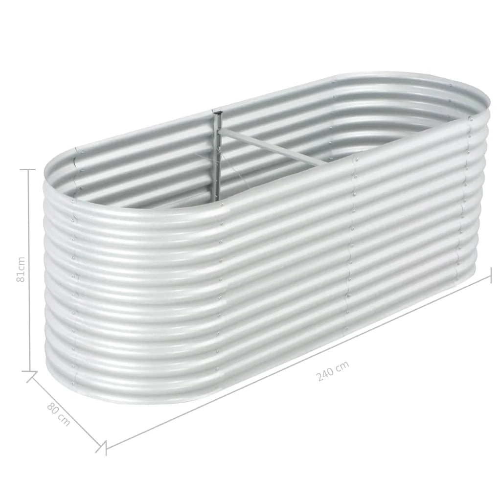 Fioriera rialzata per piante e fiori giardino 240 x 80 x 81 cm acciaio zincato argento 02_0001022