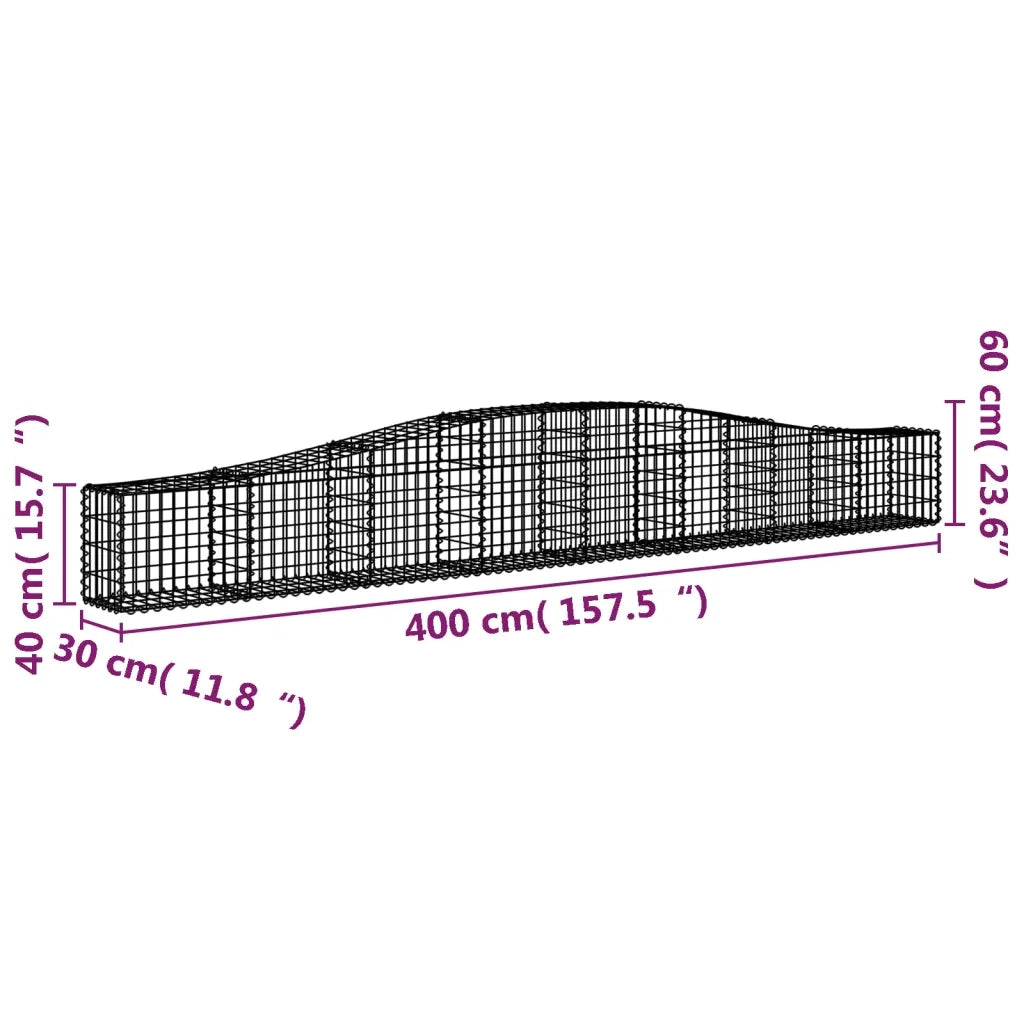 Cesti Gabbioni ad Arco 8 pz 400x30x40/60 cm Ferro Zincato 3145793