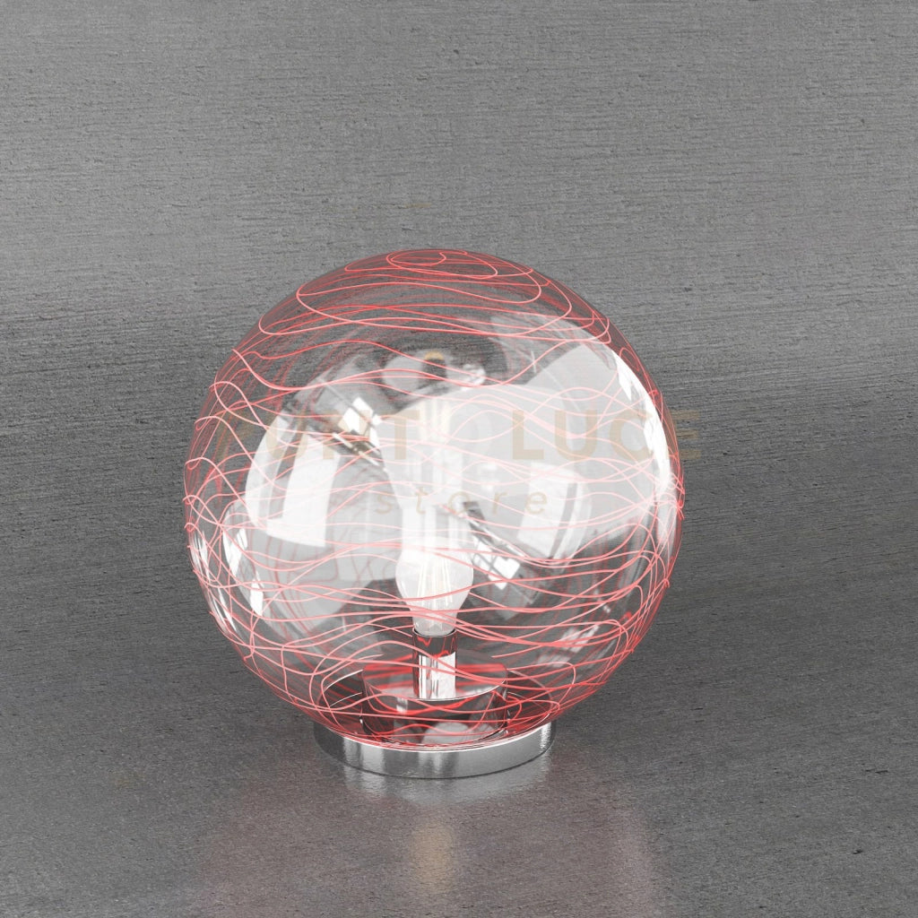 MOON LAMPADA DA TAVOLO D.30 CM. 1 LUCE VETRO ROSSO 1117-LT30-RO