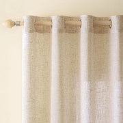 Set di tende in lino con occhielli - Tende voile a effetto lino - Semi-trasparenti - Decorative - Per soggiorno e camera dei bambini - Per tende cucina - Set da 2 - 140 x 225 cm - Bianco