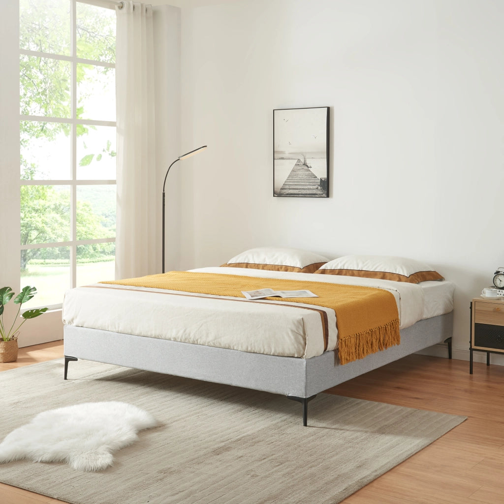 Letto Francese Lilla 140x200 cm con Fodera Protettiva - Grigio Chiaro [en.casa]