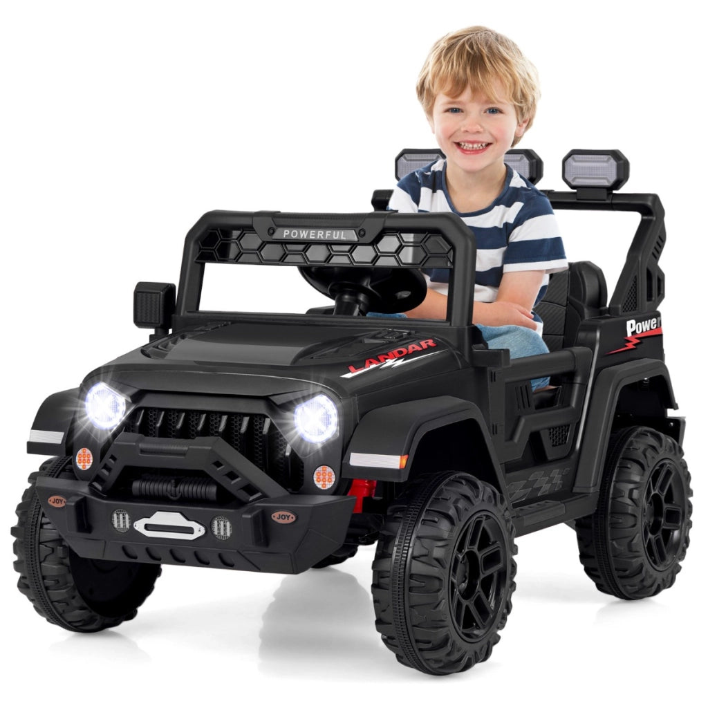 Auto elettrica 12V per bambini con telecomando connessione wireless porta USB, Macchina giocattolo Nero-Macchinine giocattoli