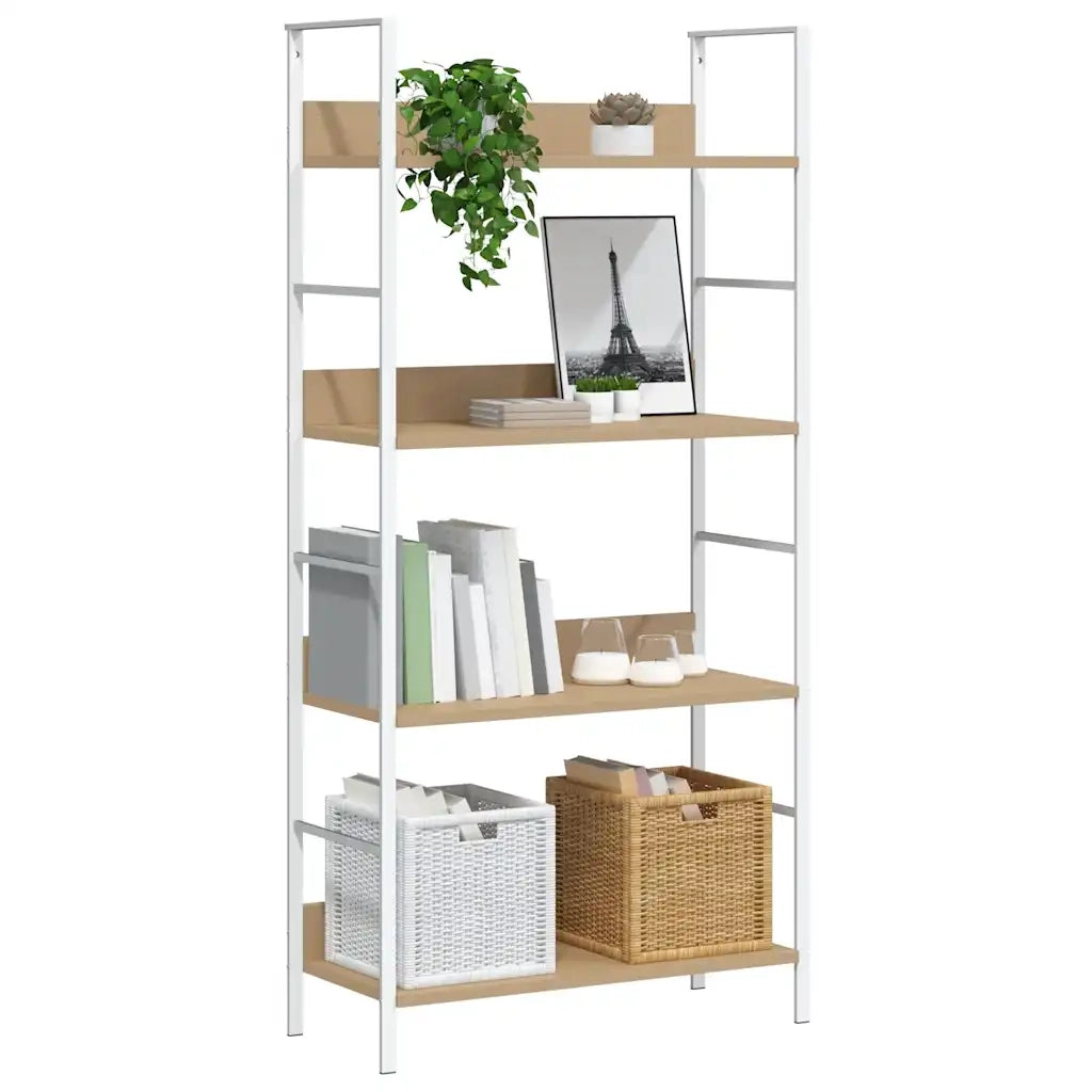 Scaffale Libri 4 Ripiani Rovere 60x27,6x124,5 Legno Multistrato 288225