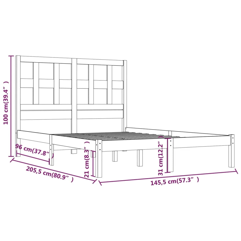 Giroletto senza Materasso-Struttura Letto Bianco 140x200 cm Legno Massello Pino 590730