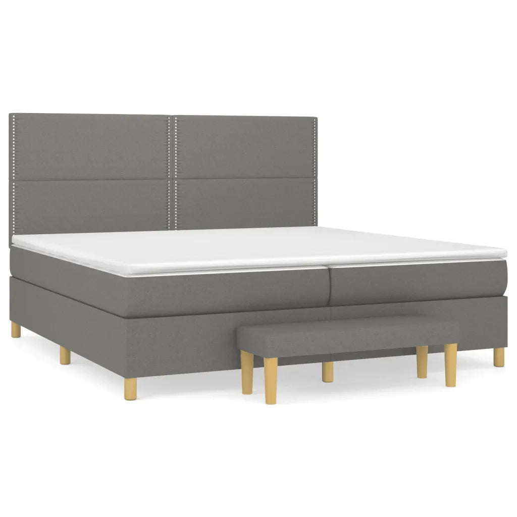 Giroletto a Molle con Materasso Grigio Scuro 200x200 cm Tessuto 3137102