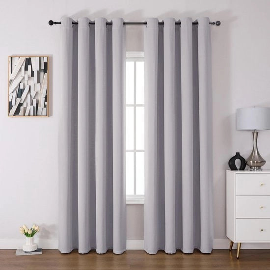 Tendaggio di Oscuramento - Tendaggio Termico - Lavabile e Pieghevole - Grigio-bianco - Oscuramento - Ideale per Camera da Letto e Camera dei Bambini - H 225