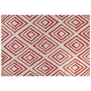 Tappeto in cotone bianco e rosso motivo a geometrico 160 x 230 cm camera da letto soggiorno ingresso