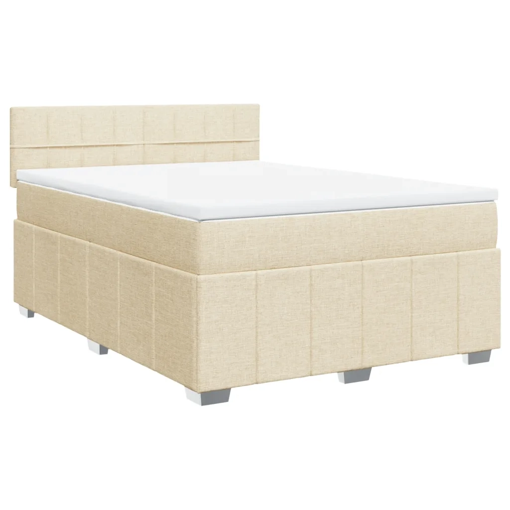 Giroletto a Molle con Materasso Crema 140x200 cm in Tessuto