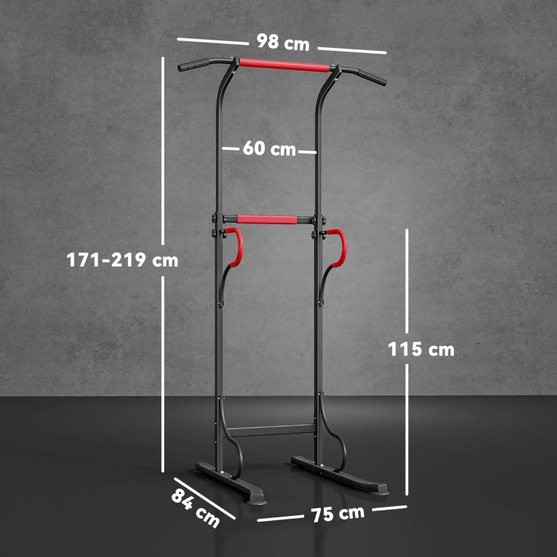 Power tower regolabile in altezza con barra per trazioni e ventose: una palestra domestica completa.