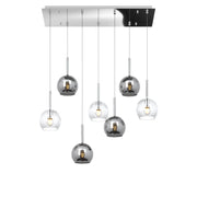 Lampadario Contemporaneo Future Metallo Cromo Vetro Trasp-Cromo 7 Luci E27