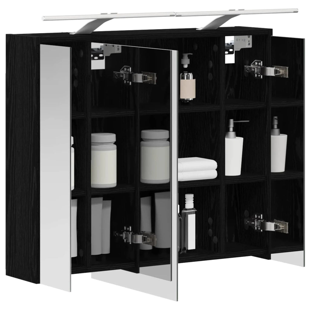 Mobiletto per specchio da bagno Rovere Nero 73,5 x 16 x 62,5 cm