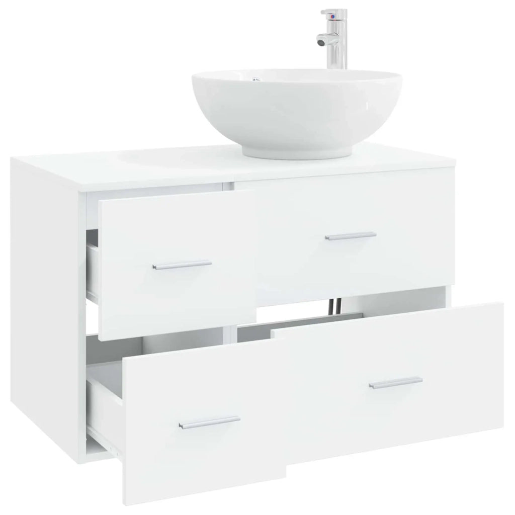 Set di mobili per il bagno 2 pz Bianco Legno ingegnerizzato 3403992
