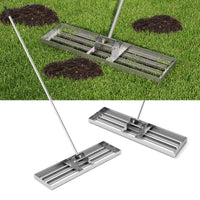 Rastrello livellatore per prato cortile, Livellatore giardino con impugnatura ergonomica e piastra 91x25cm Argento-Attrezzi da giardino