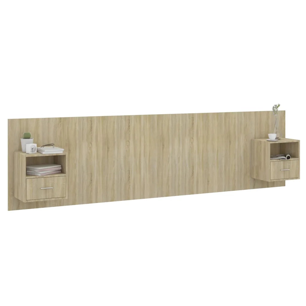 Testiera Letto con Armadietti Legno Multistrato Rovere Sonoma 3115742