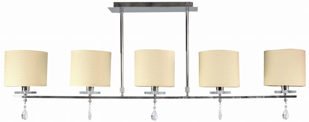 Lampada soffitto Candellux Estera 5xE14 in tessuto crema/cromo
