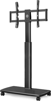 Supporto per TV rotante con piede in legno - Adatto per televisori da 32 a 55, 65, 70 pollici - Rotativo e regolabile in altezza - Supporto per pavimento universale su ruote - Max VESA 600x400mm supporto per TV rotante