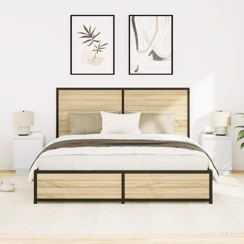 Comodini con Luci a LED 2 pz Bianco 38x34x50 cm 861266