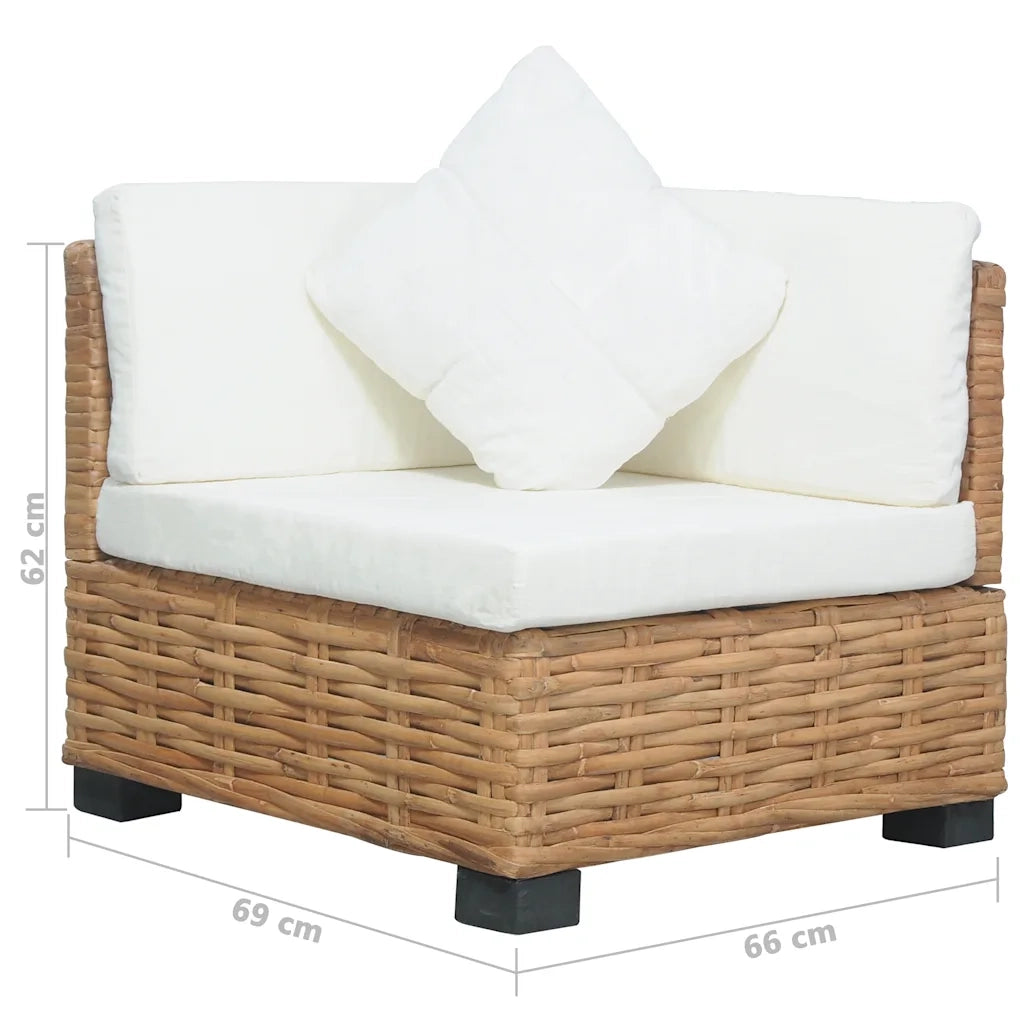 Divano Angolare con Cuscini in Rattan Naturale cod mxl 73188