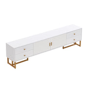 Mobile TV con 4 Cassetti e 2 Ante e Cerniere Ammortizzate; Stile Moderno; 175??30??46 cm; in MDF; Bianco