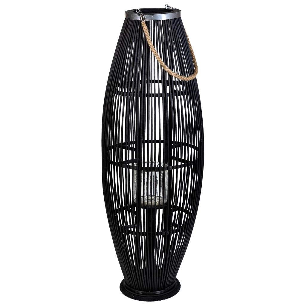 Lanterna portacandele in bambù marrone 34x34x95h