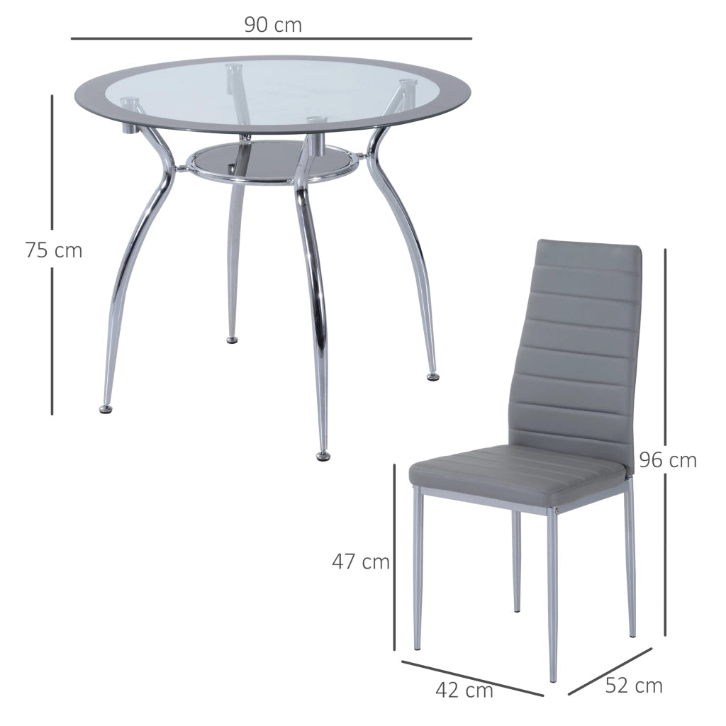 Tavolo da pranzo rotondo e 4 sedie ¨C zephmum ¨C grigio ?90x75 cm