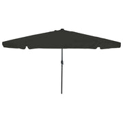 Ombrellone da giardino moderno rotondo e pieghevole 395 x 395 x 245 cm con illuminazione ambientale a LED in poliestere nero. Codice articolo: 02_0058793.