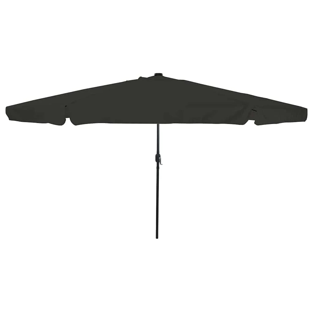 Ombrellone da giardino moderno rotondo e pieghevole 395 x 395 x 245 cm con illuminazione ambientale a LED in poliestere nero. Codice articolo: 02_0058793.