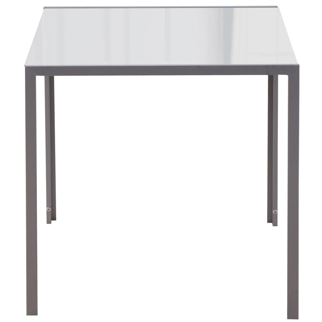 Tavolo Quadrato 75x75x75 cm in Metallo e Vetro Temperato Grigio