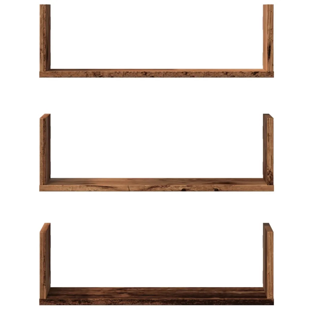 Mensole da Parete 3pz Legno Antico 58x18x18 cm in Truciolato 853288