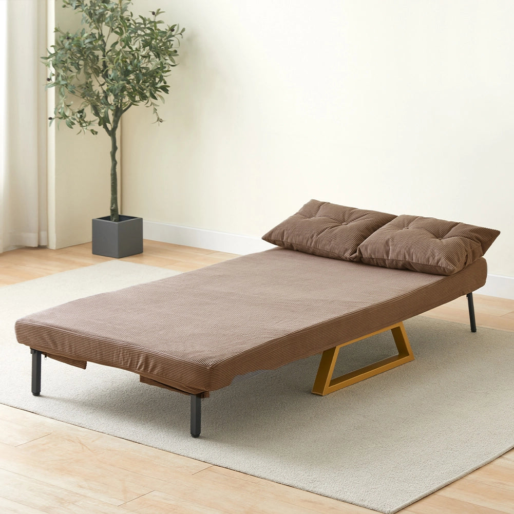 Poltrona Letto Reclinabile 2 Posti Chaise Lounge in Velluto Convertibile Marrone