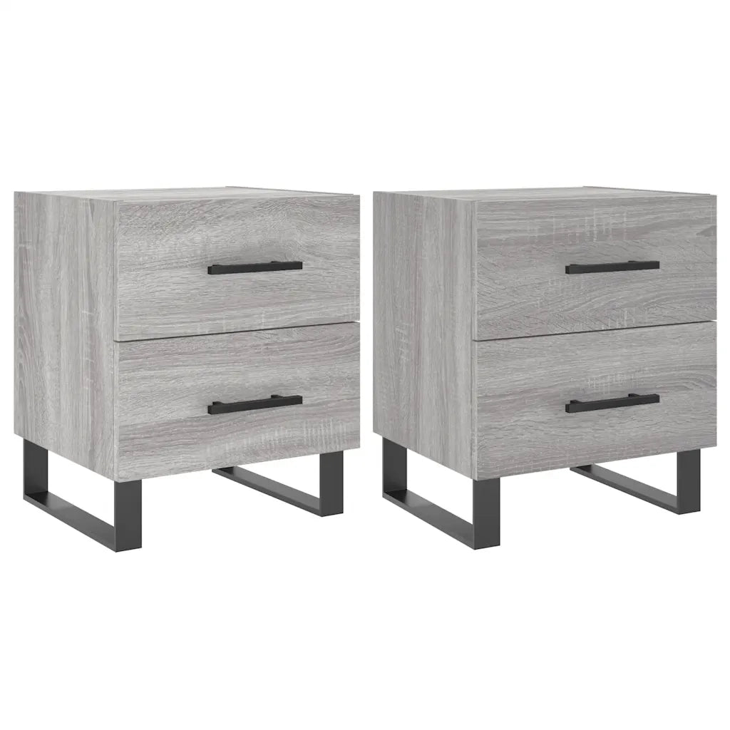 Set di 2 Comodini | Armadio da Notte | Mobiletto da notte Grigio Sonoma 40x35x47,5 cm in Legno Multistrato