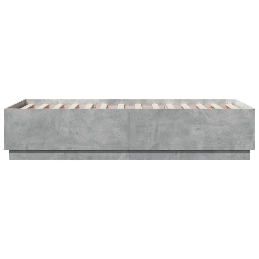 Letto singolo | Letto per adulti | Giroletto Luci LED Grigio Cemento 75x190cm in Legno Multistrato