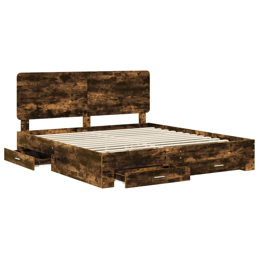 Struttura del letto Rovere fumé 200 x 200 cm Legno multistrato