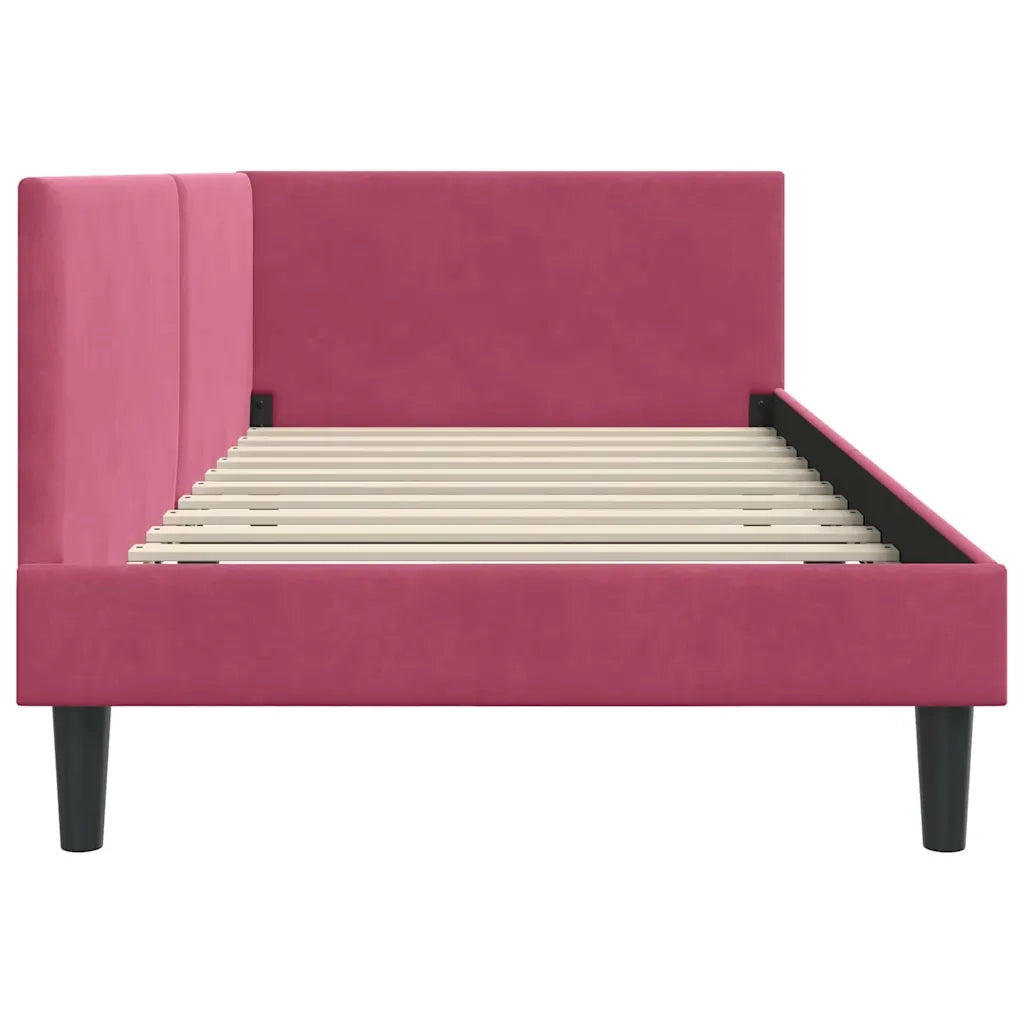 Cornice del letto ad angolo Rosso Vino 90 cm x 200 cm Velluto