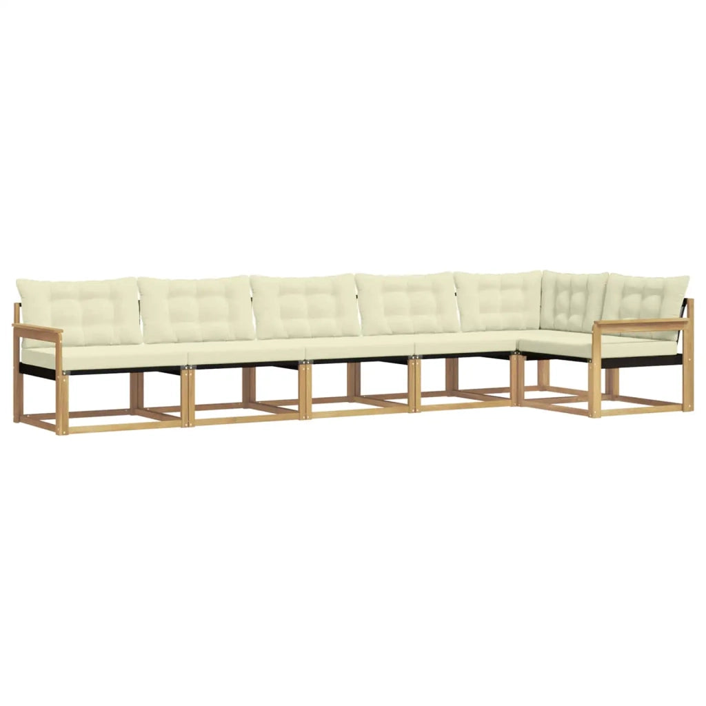 Set di divani da esterno con cuscino 6 pcs Bianco e Crema