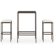 Set Bar da Giardino 3 pz | Set Salotto da Giardino con Cuscini Polyrattan Marrone