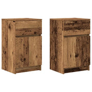 Set di 2 Comodini | Armadio da Notte | Mobiletto da notte Legno Antico 39x35x65 cm in Legno Multistrato