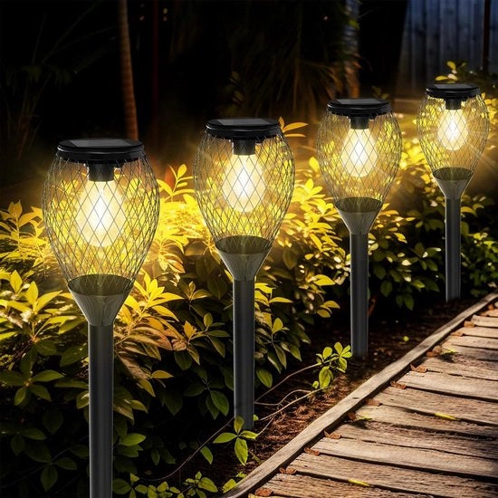 Illuminazione esterna a energia solare 4 lampade IP65 impermeabile luce calda bianca per l'esterno