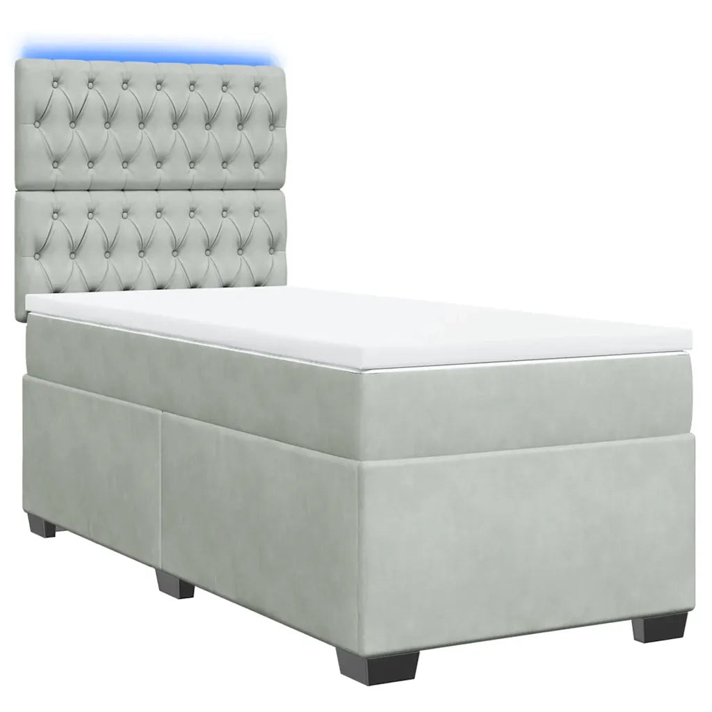 Giroletto a Molle con Materasso Grigio Chiaro 80x200 cm Velluto 3293068