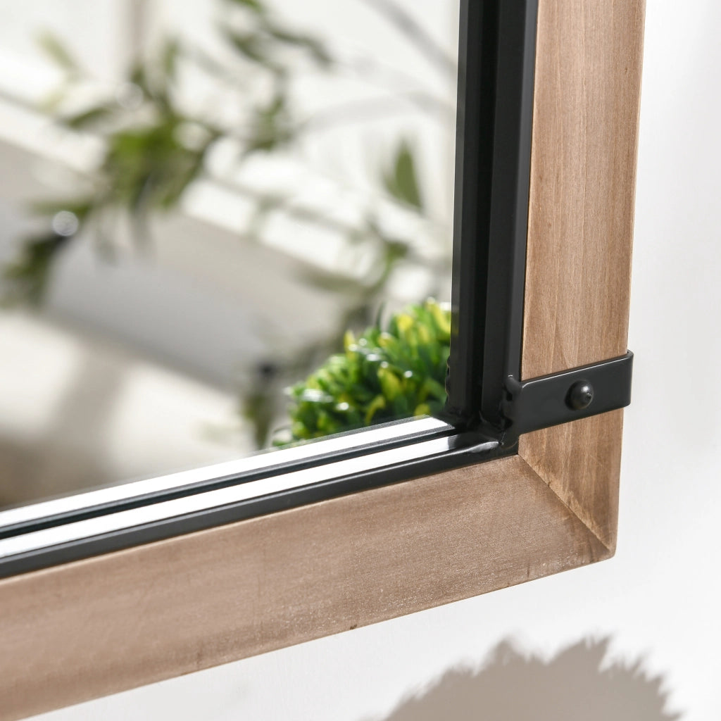 Specchio da Parete in Legno con Ganci ¨C zephmum ¨C 93x60 cm Marrone